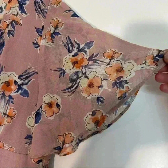 Flying Tomato 🍅 purple floral maxi dress cinched waist V-neck Small flutter - Picture 6 of 10